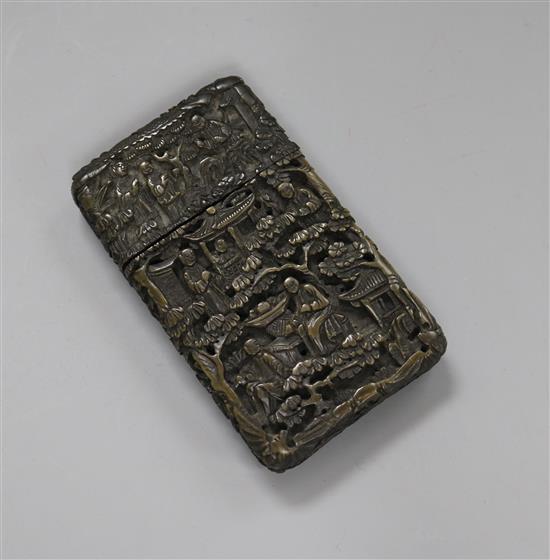 A Chinese tortoiseshell card case width 10cm